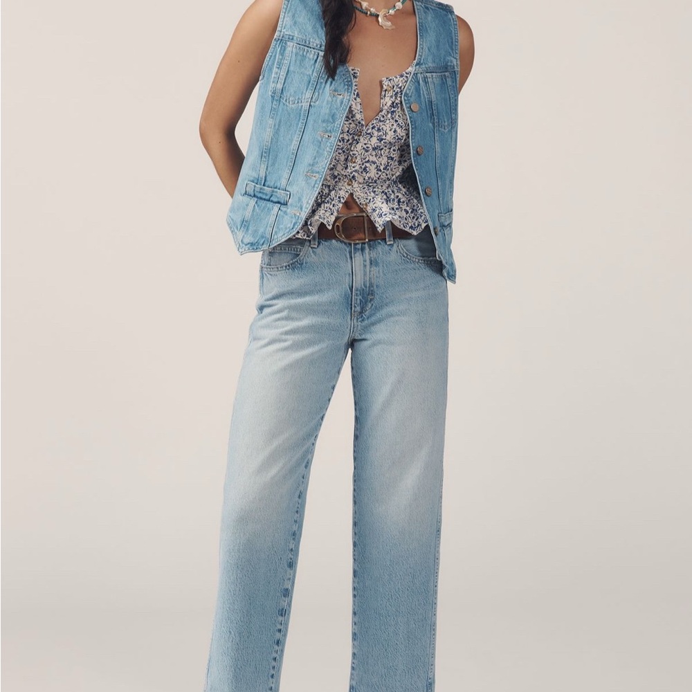 AMO Valentina Mid Rise Straight Leg Jeans - Made in USA - Brand New with Tags